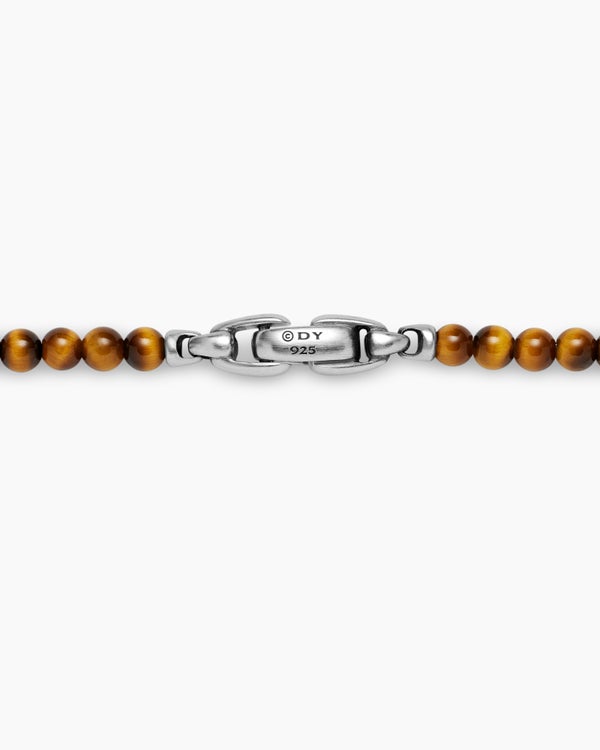 Collier Spiritual Beads avec œil-de-tigre et argent sterling, 4 mm