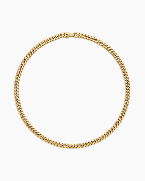 Mens Curb Chain Necklace in 18ct Yellow Gold, 8mm