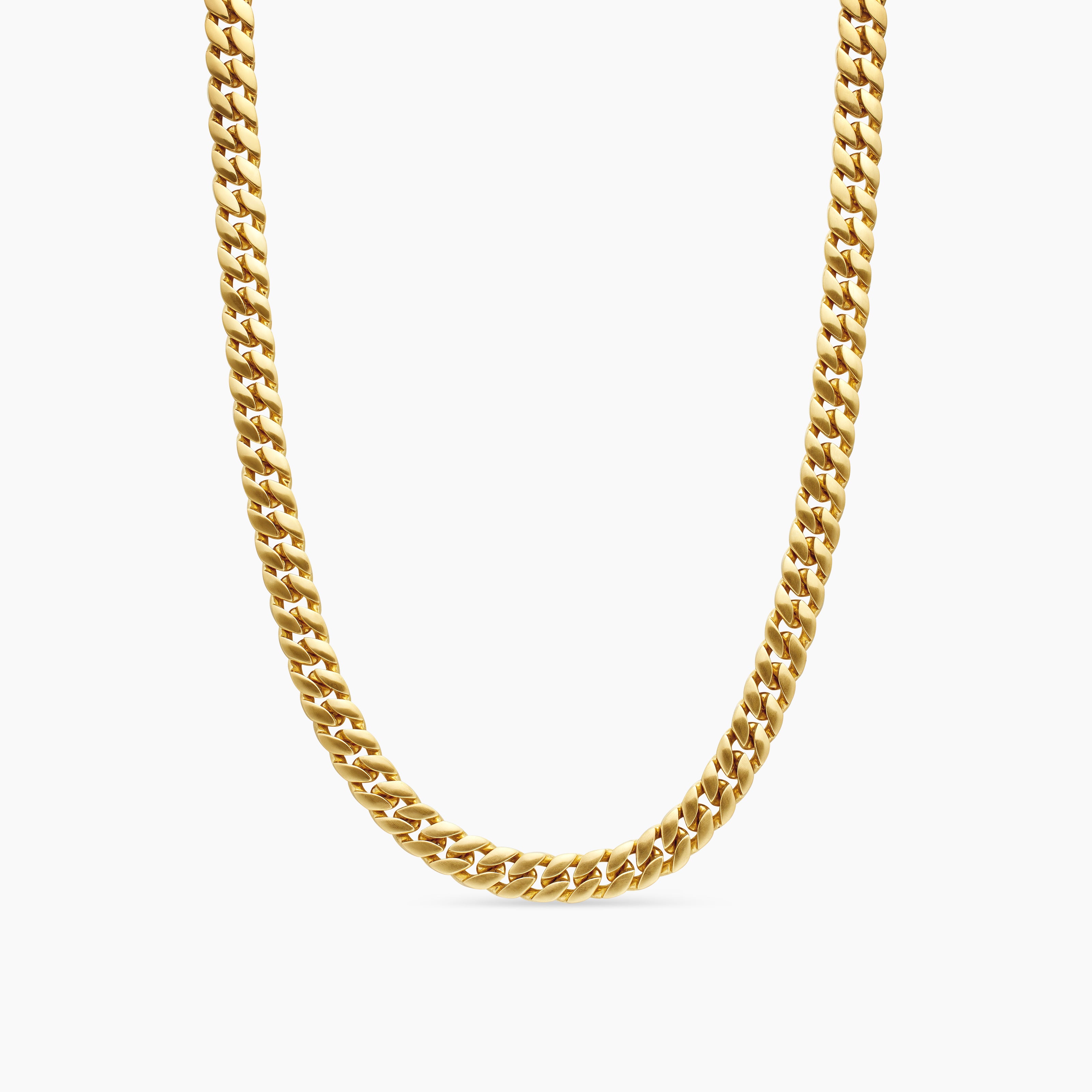 Mens Curb Chain Necklace in 18K Yellow Gold, 8mm
