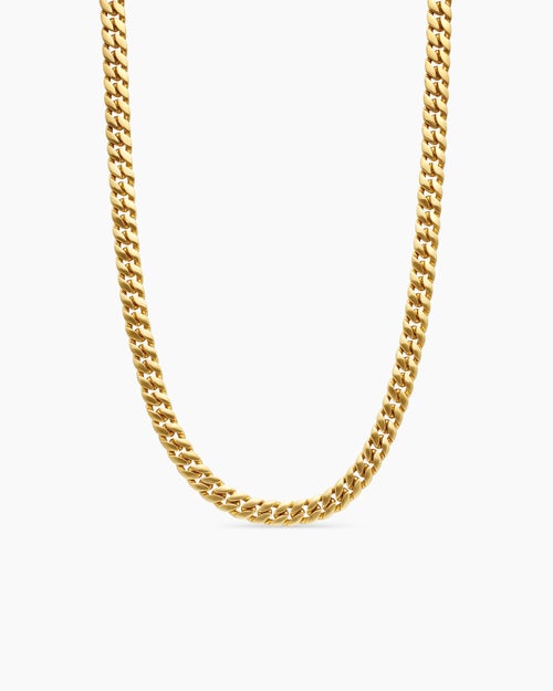 Mens Curb Chain Necklace in 18ct Yellow Gold, 8mm