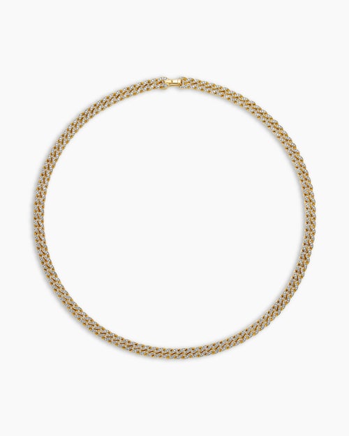 Mens Curb Chain Necklace in 18K Yellow Gold with Diamonds, 8mm