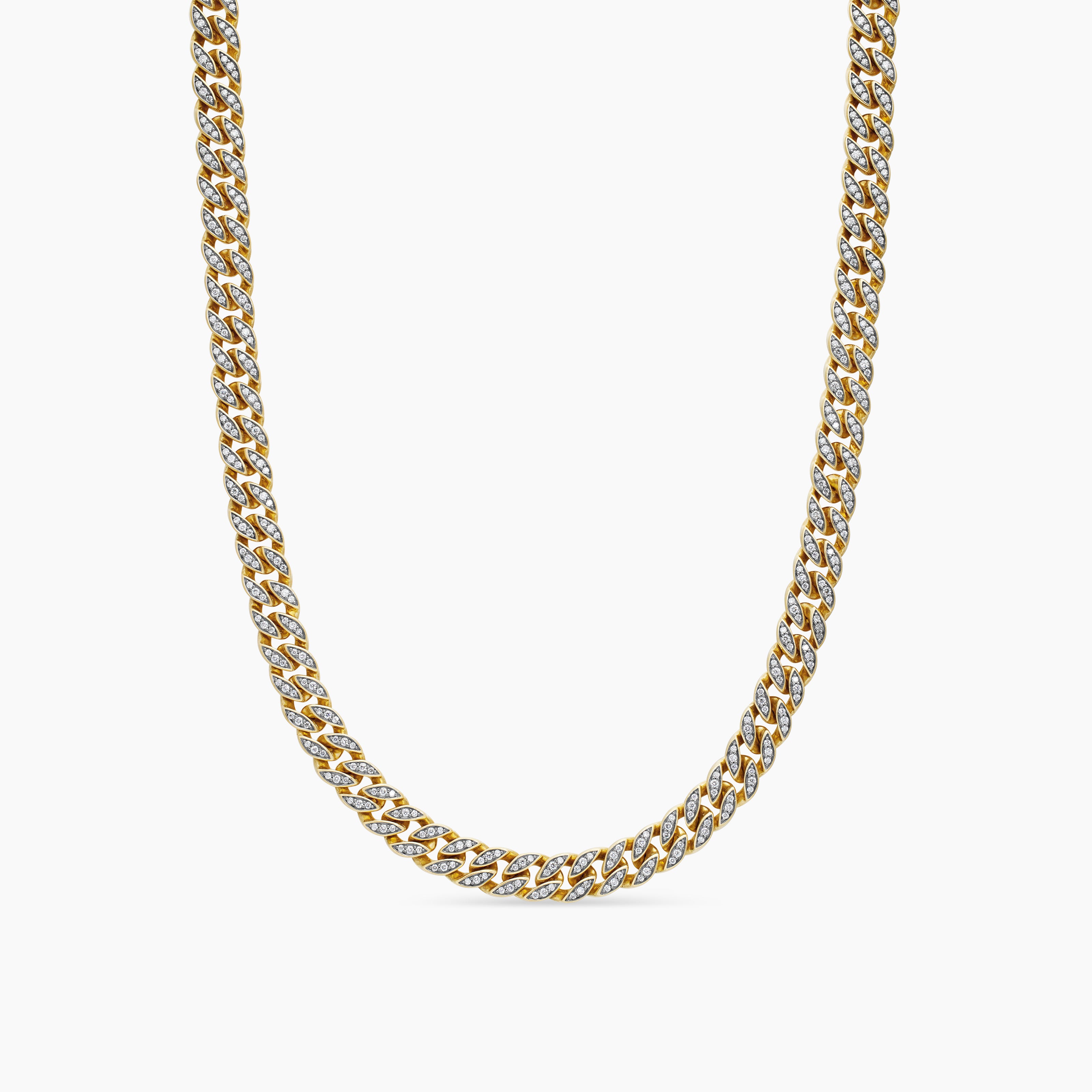 Mens Curb Chain Necklace in 18K Yellow Gold, 8mm