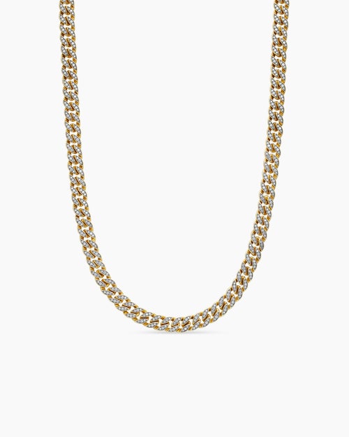 Mens Curb Chain Necklace in 18K Yellow Gold, 8mm