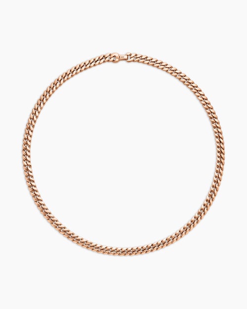 Mens Curb Chain Necklace in 18K Rose Gold, 8mm