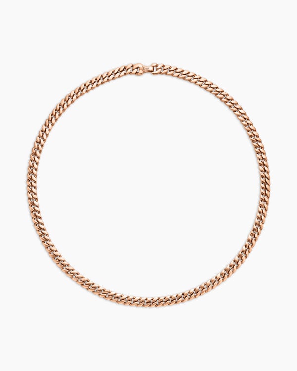 Curb Chain Necklace in 18K Rose Gold, 8mm