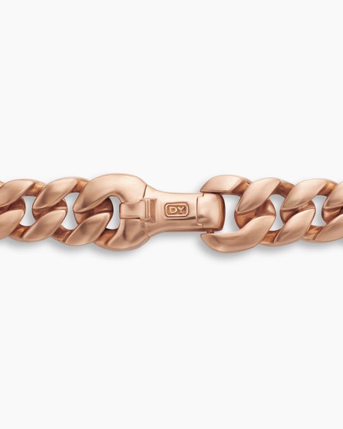 Mens Curb Chain Necklace in 18K Rose Gold, 8mm