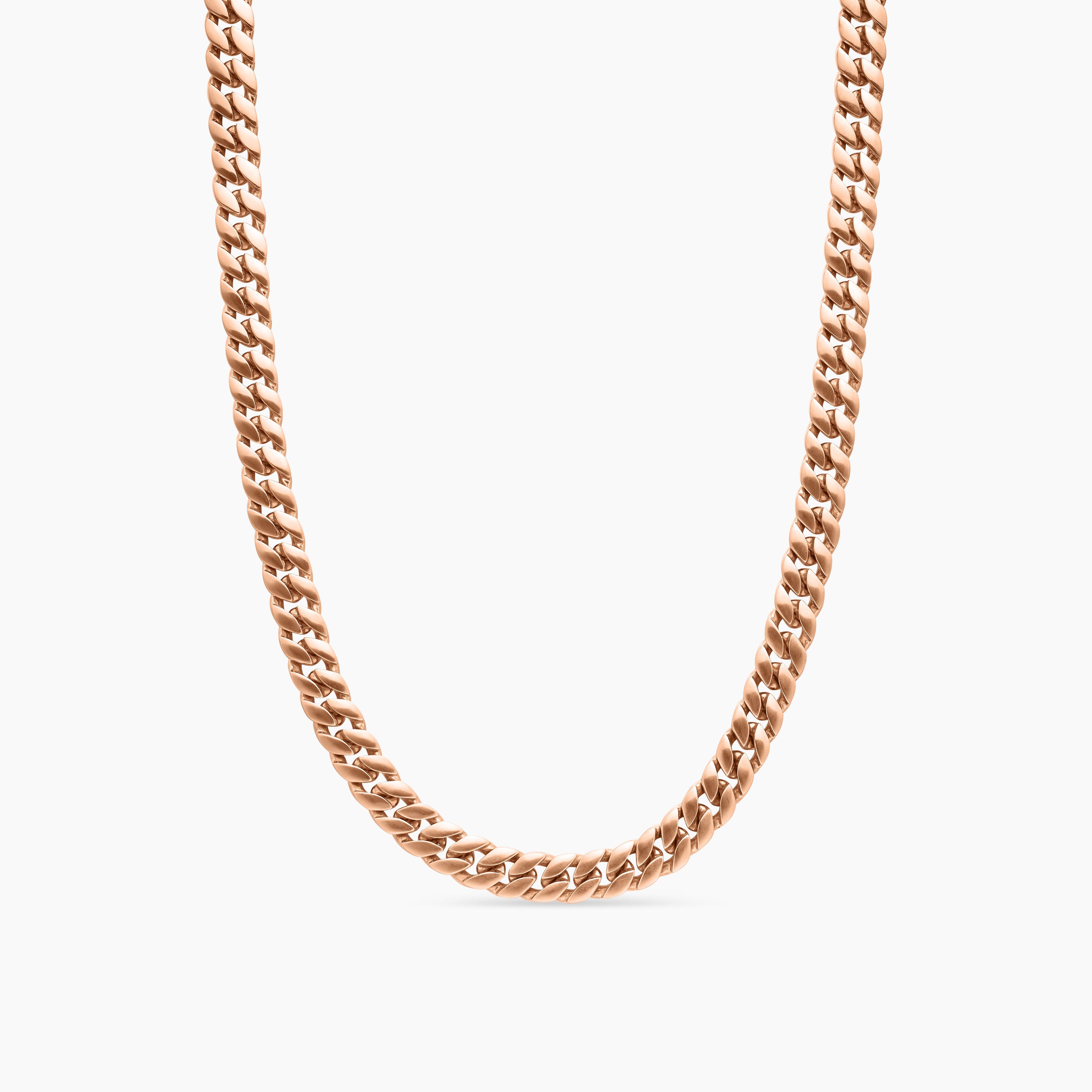 Mens Curb Chain Necklace in 18K Rose Gold, 8mm