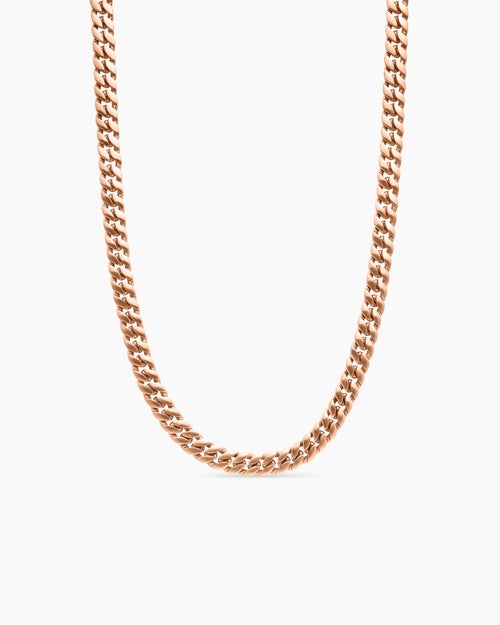 Mens Curb Chain Necklace in 18K Rose Gold, 8mm
