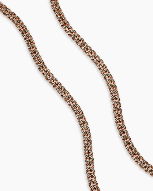 Mens Curb Chain Necklace in 18K Rose Gold, 8mm