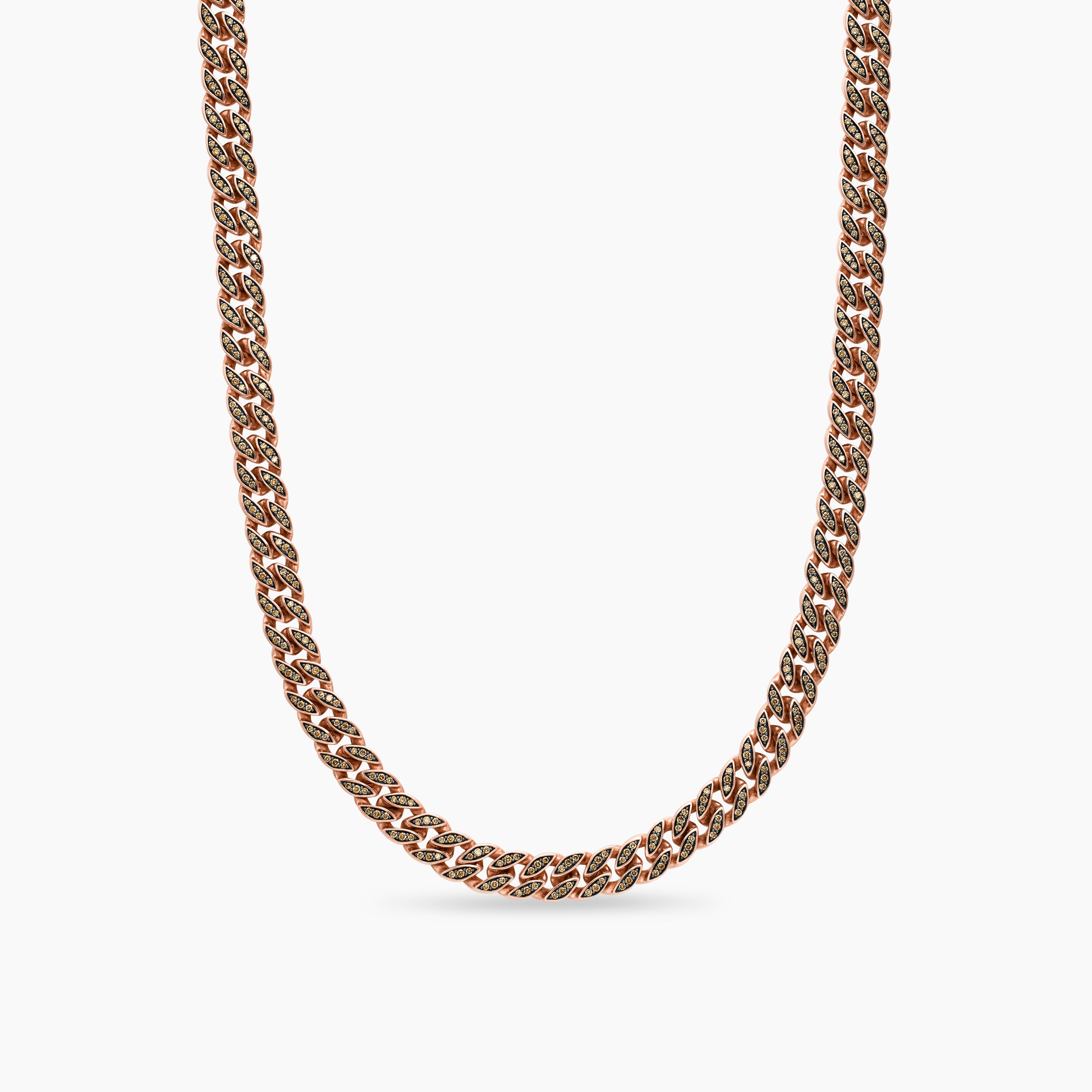 Mens Curb Chain Necklace in 18K Rose Gold, 8mm