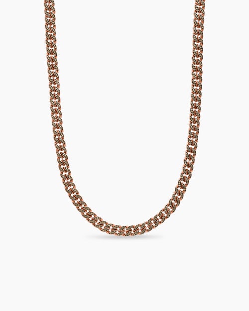 Mens Curb Chain Necklace in 18K Rose Gold, 8mm