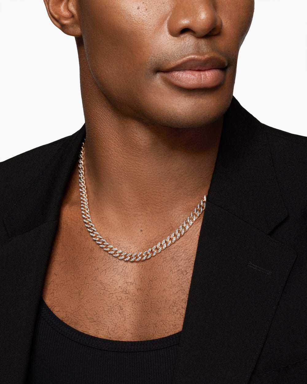 Mens Curb Chain Necklace in 18K Rose Gold, 8mm