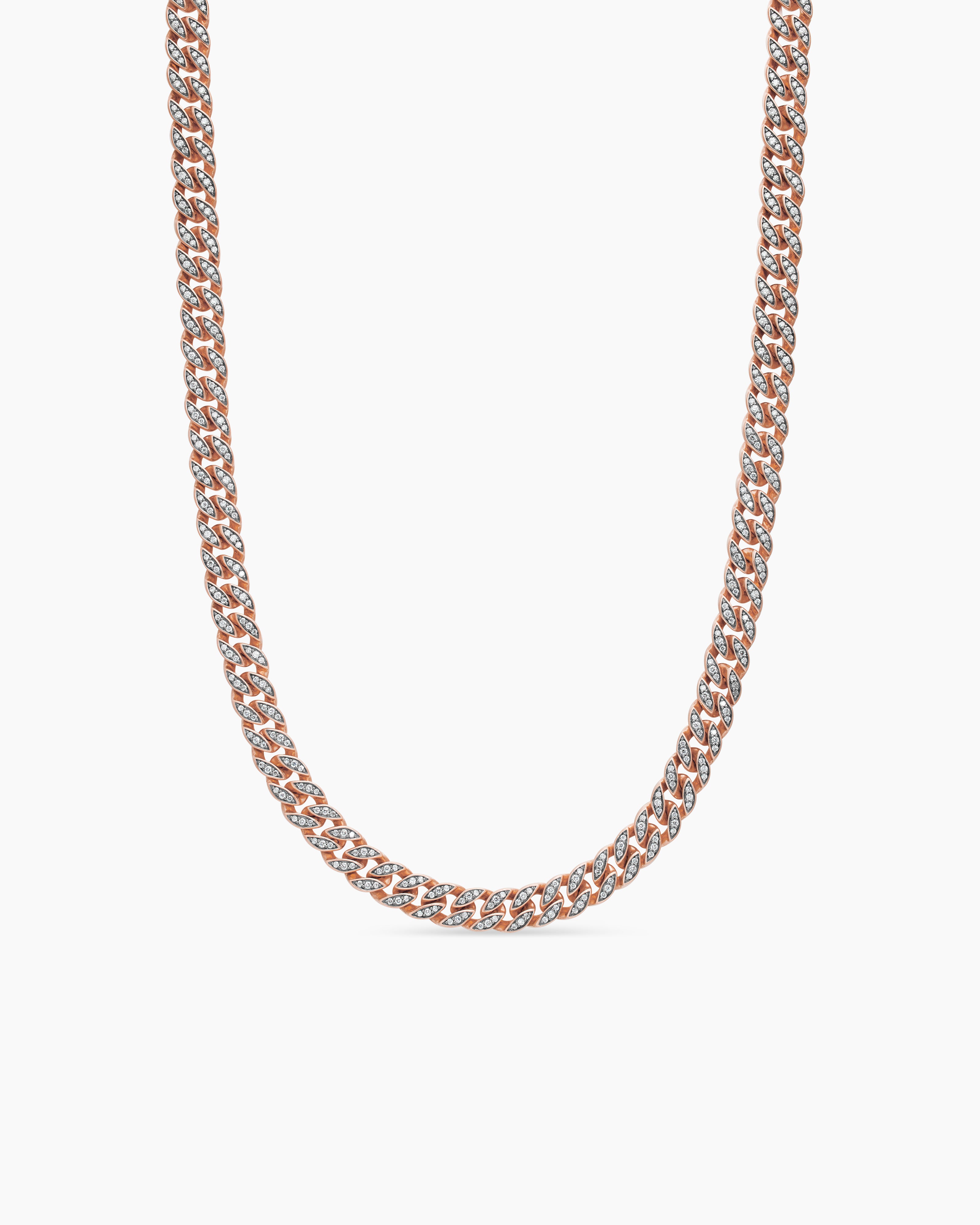 Mens Curb Chain Necklace in 18K Rose Gold, 8mm
