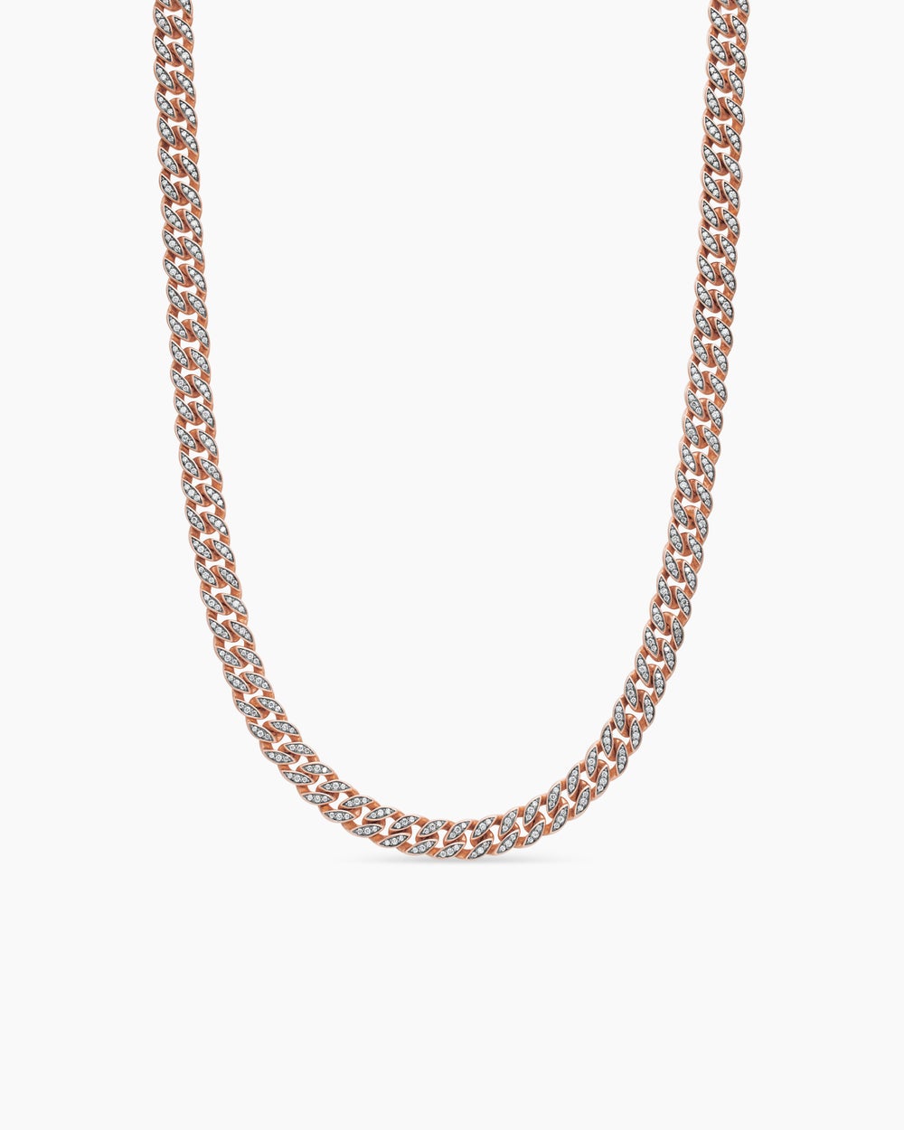 Mens Curb Chain Necklace in 18K Rose Gold, 8mm