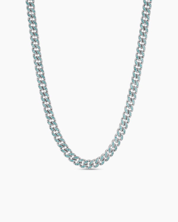 Curb Chain Necklace in 18K White Gold, 8mm