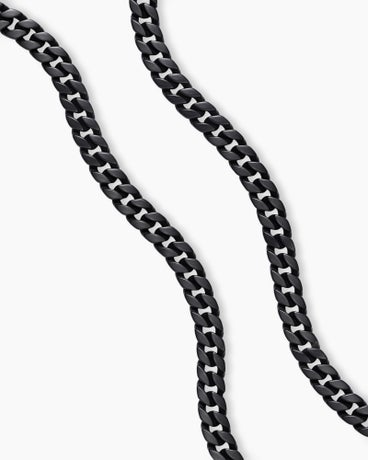 Collier chaîne en maille cheval en titane noir, 8 mm