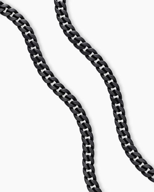 Mens Curb Chain Necklace in Black Titanium, 8mm