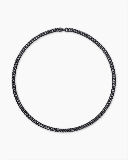 Mens Curb Chain Necklace in Black Titanium, 8mm