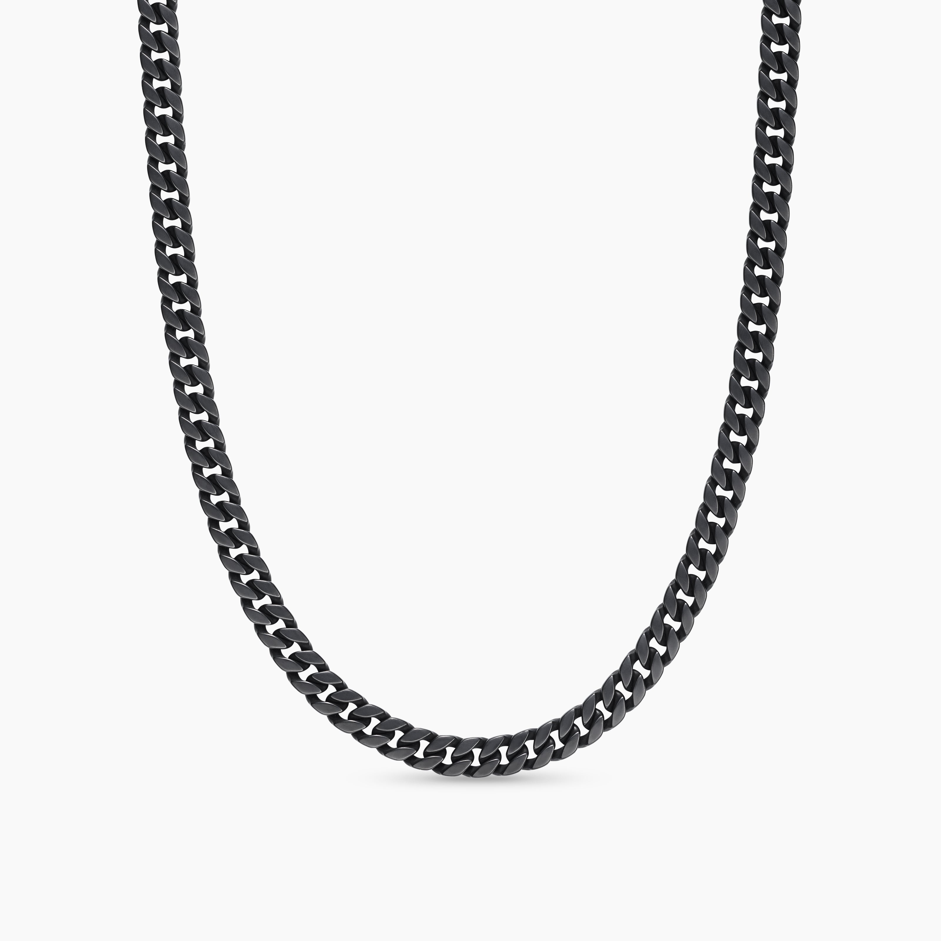 Mens Curb Chain Necklace in Black Titanium, 8mm