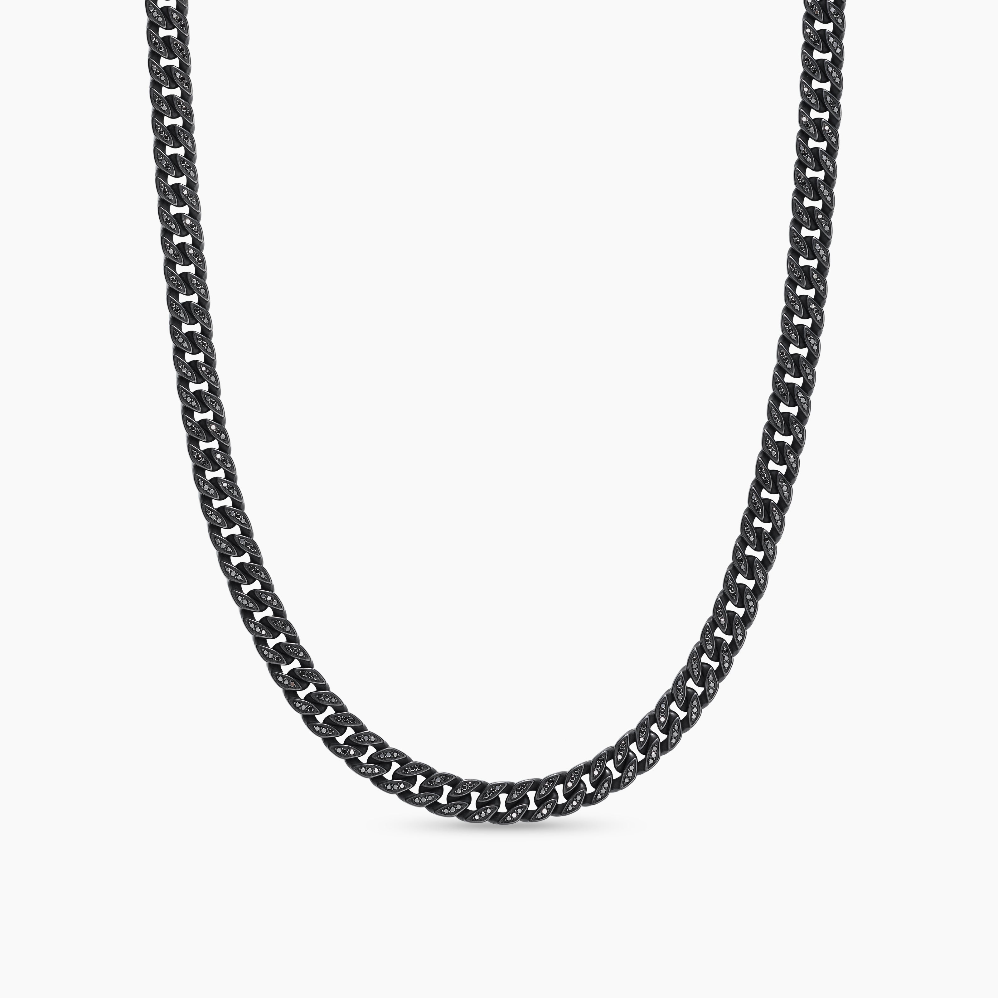 Mens Curb Chain Necklace in Black Titanium, 8mm