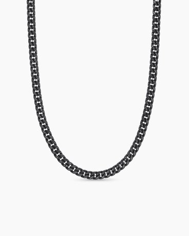 Curb Chain Necklace in Black Titanium with Black Diamonds, 8mm