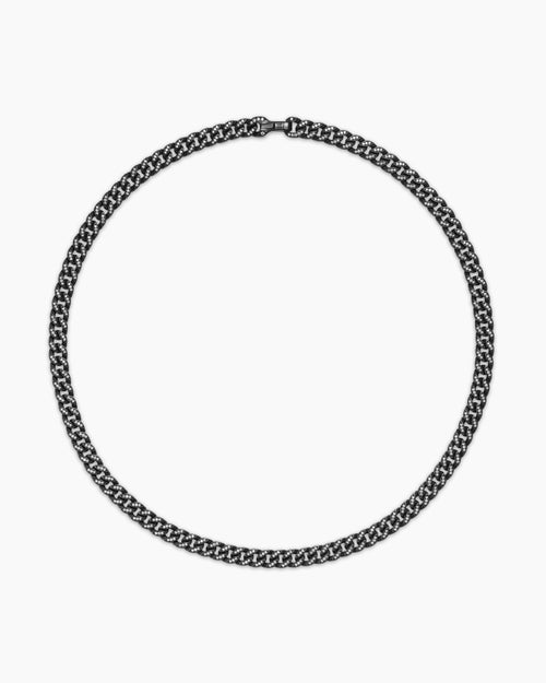 Mens Curb Chain Necklace in Black Titanium with Diamonds, 8mm
