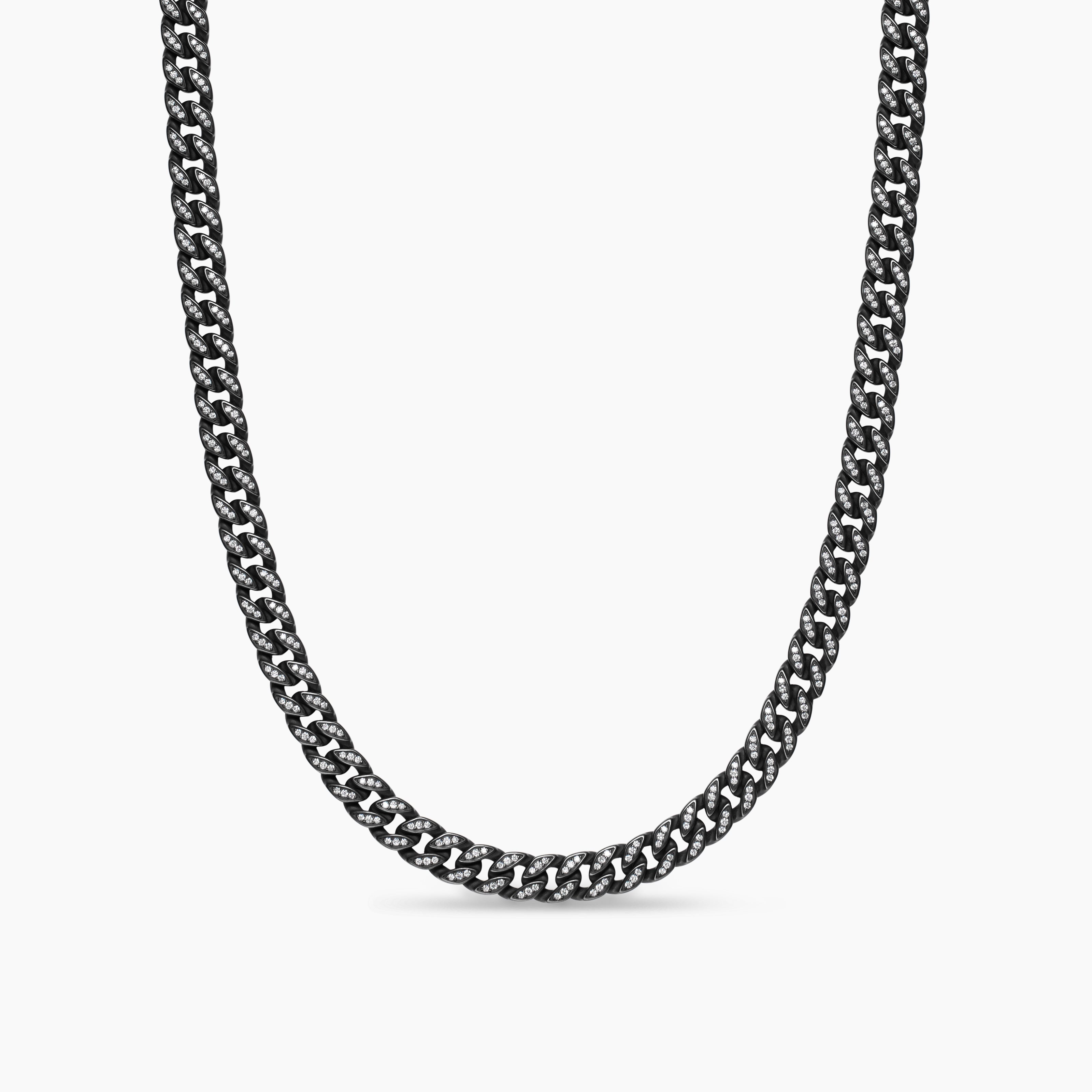 Mens Curb Chain Necklace in Black Titanium, 8mm