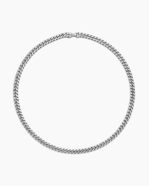 Mens Curb Chain Necklace in Platinum, 8mm