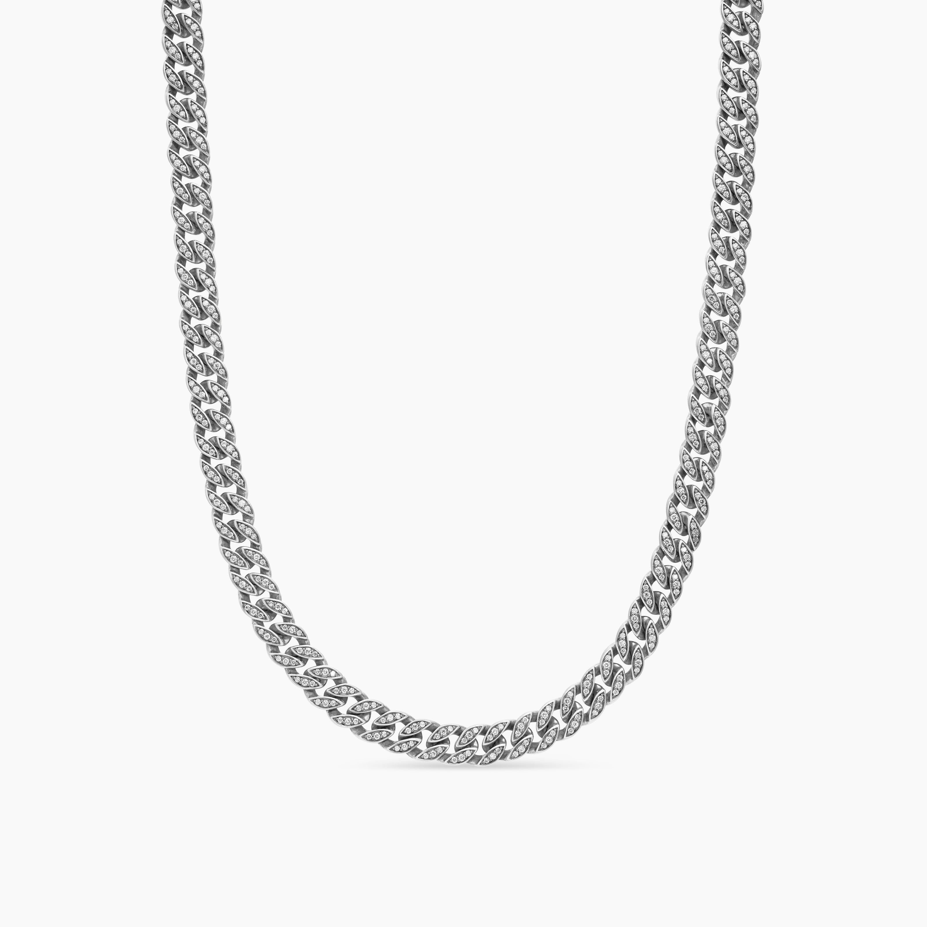 Mens Curb Chain Necklace in Platinum, 8mm