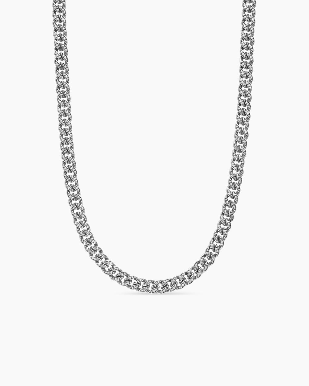 Mens Curb Chain Necklace in Platinum, 8mm