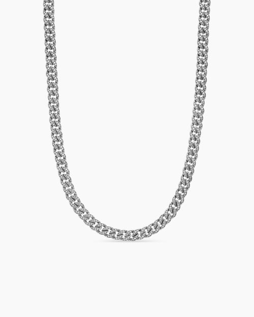 Mens Curb Chain Necklace in Platinum, 8mm