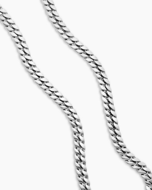 Mens Curb Chain Necklace in Sterling Silver, 8mm