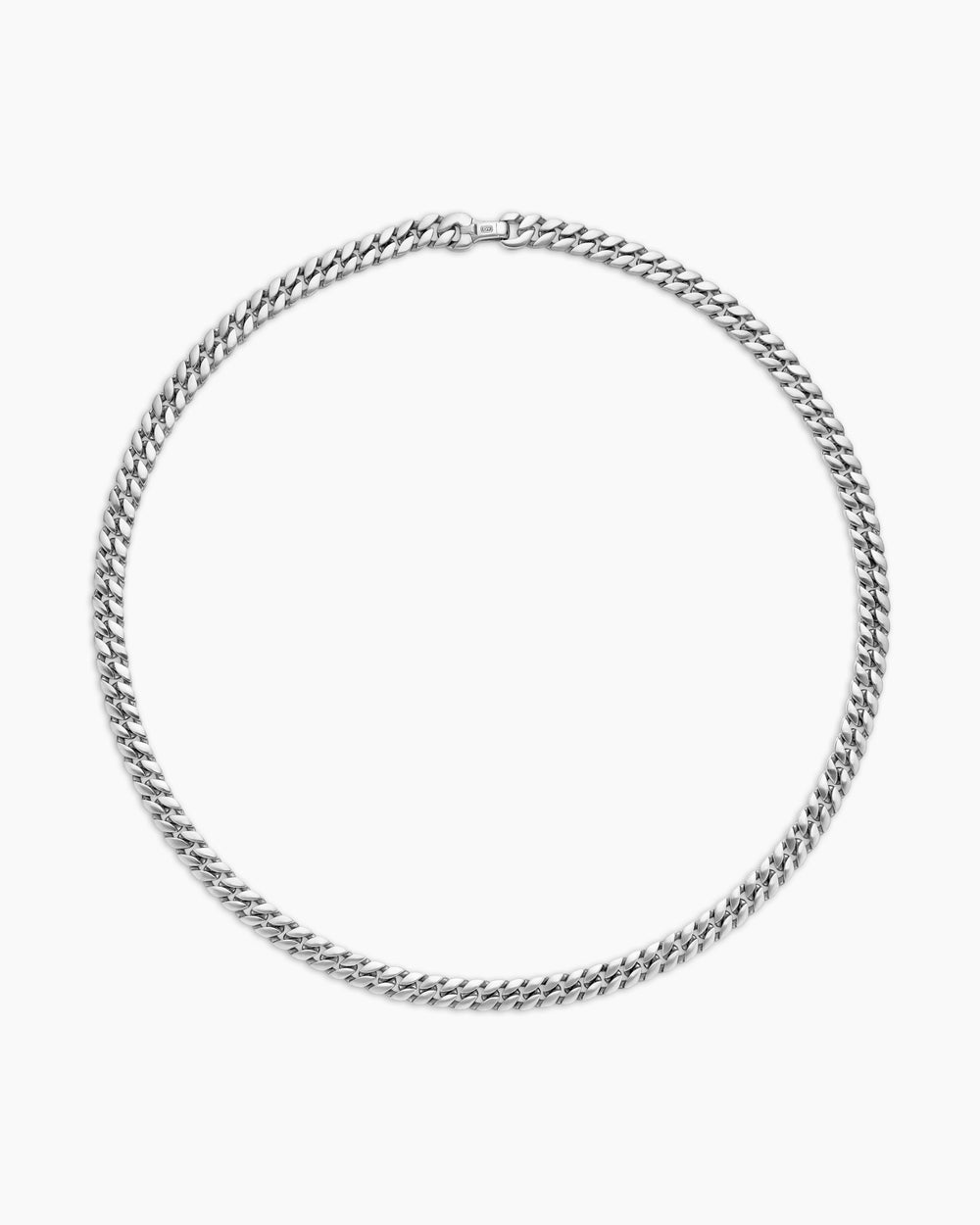 Mens Curb Chain Necklace in Sterling Silver, 8mm
