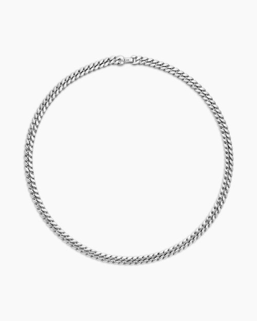 Mens Curb Chain Necklace in Sterling Silver, 8mm