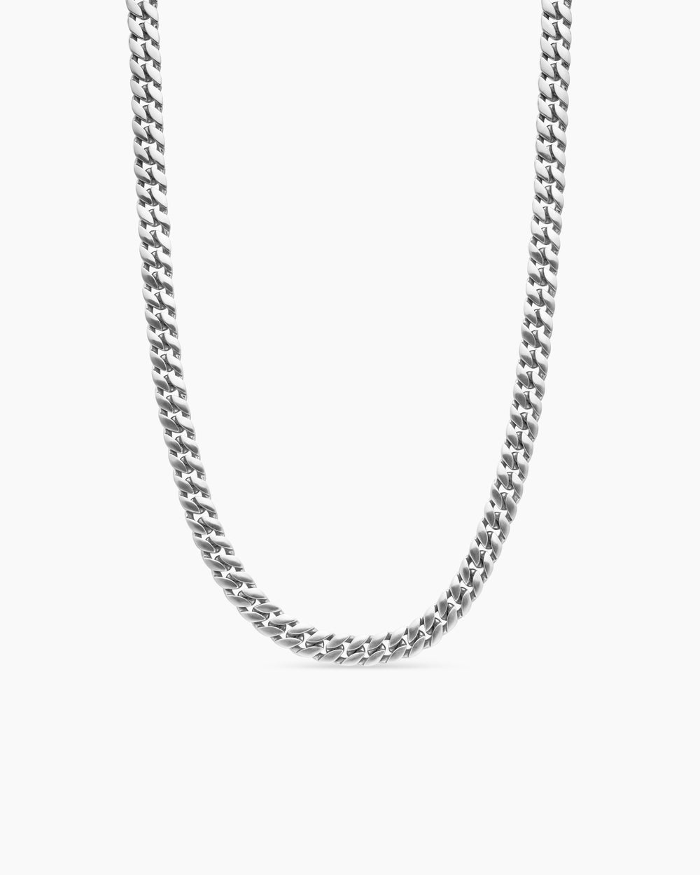 Mens Curb Chain Necklace in Sterling Silver, 8mm