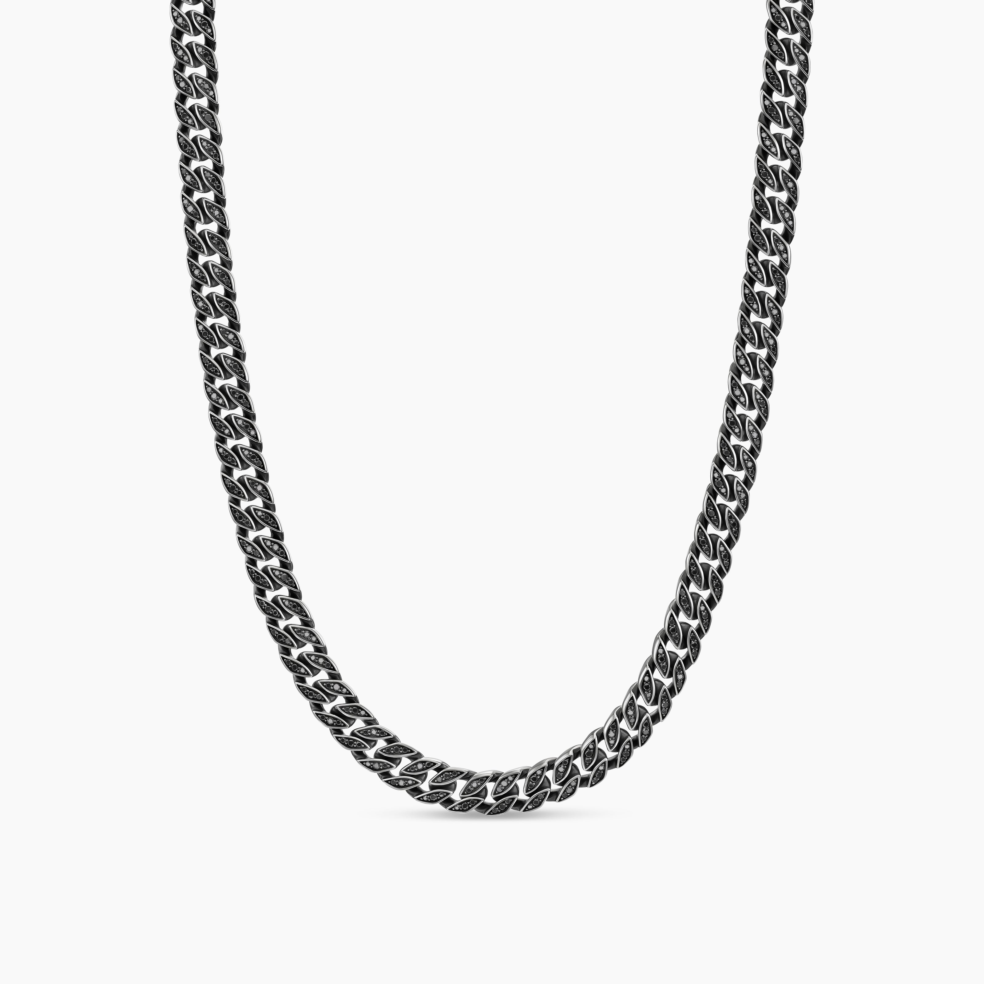 Mens Curb Chain Necklace in Sterling Silver, 8mm
