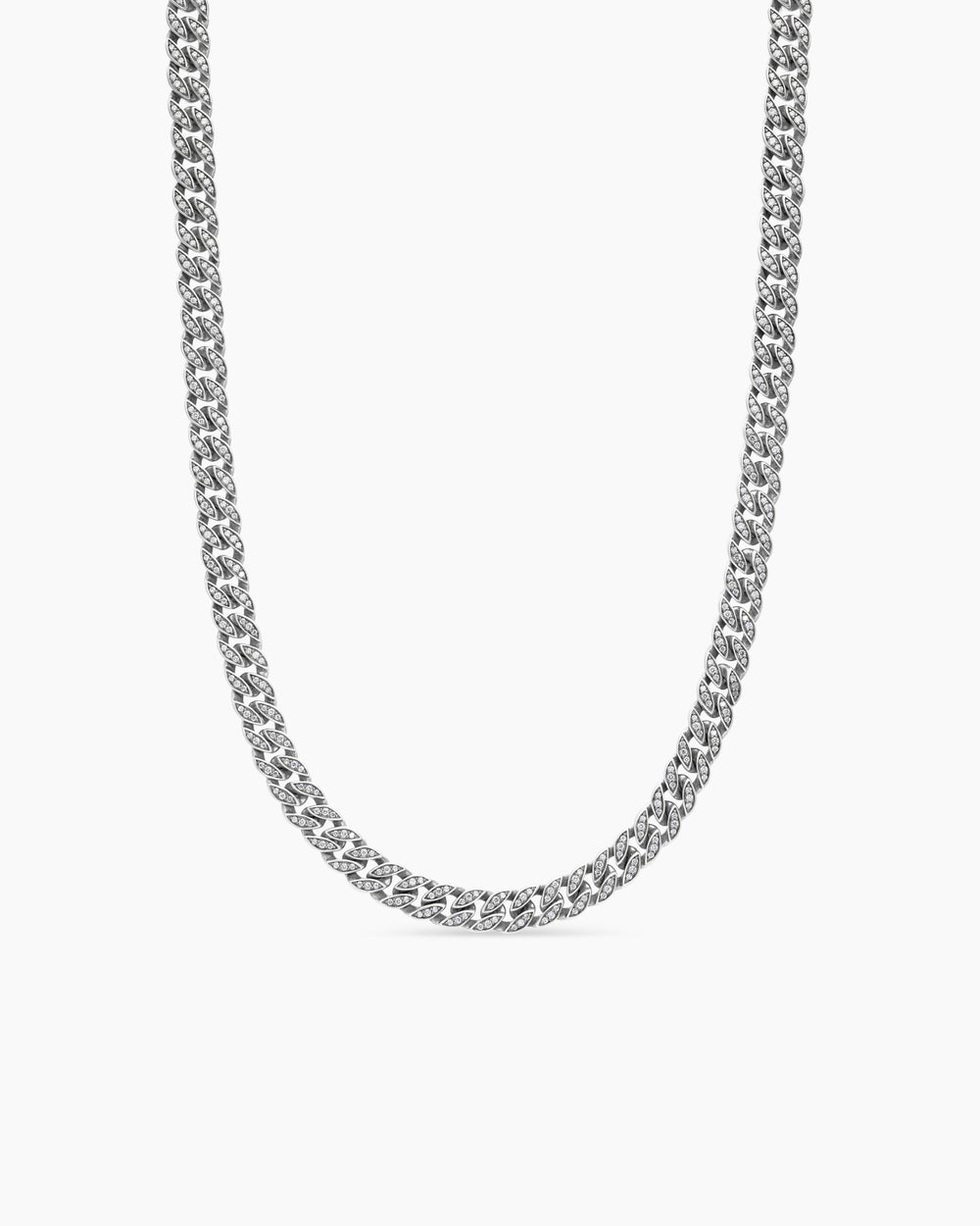 Mens Curb Chain Necklace in Sterling Silver, 8mm