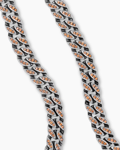 Mens Curb Chain Necklace in Sterling Silver, 8mm