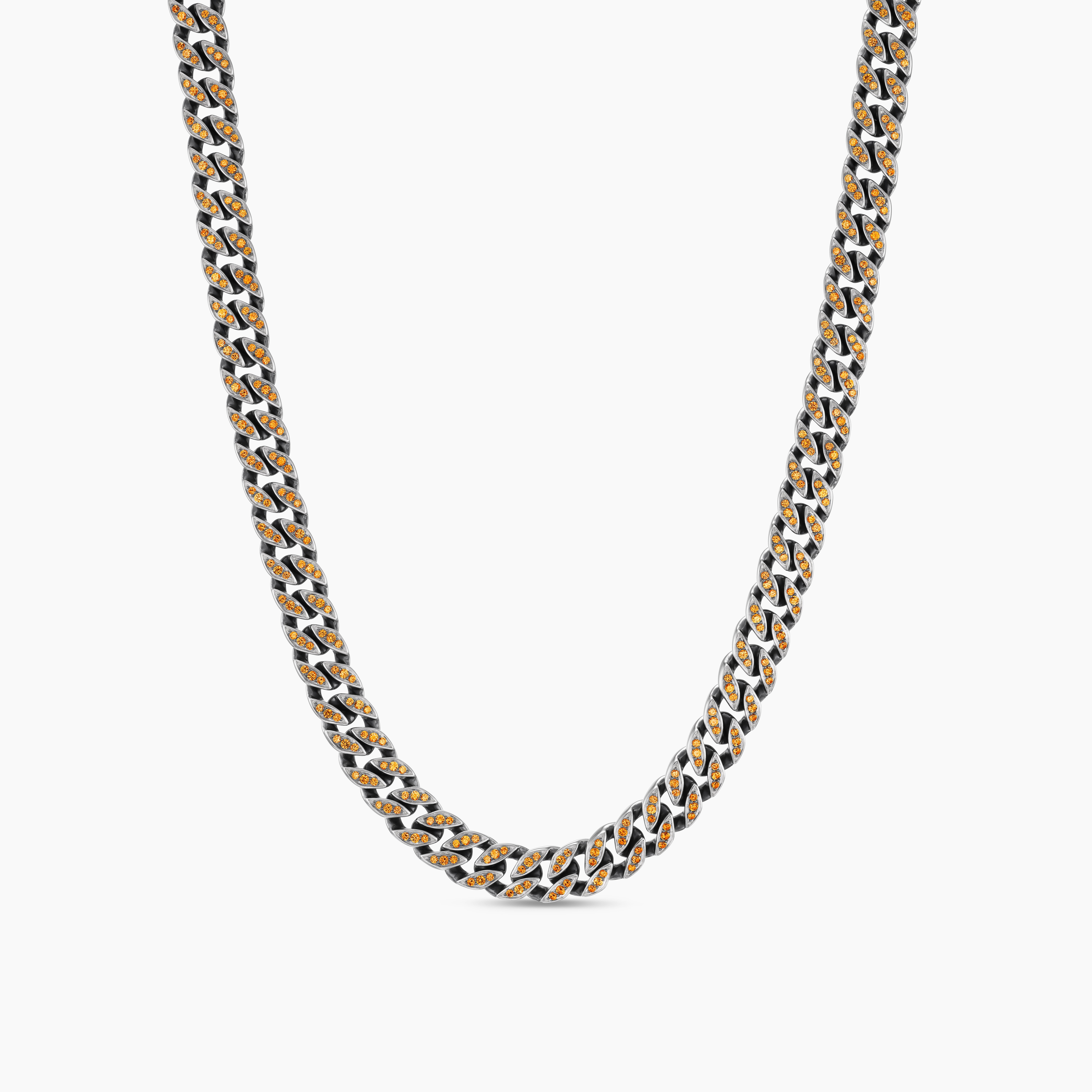 Mens Curb Chain Necklace in Sterling Silver, 8mm