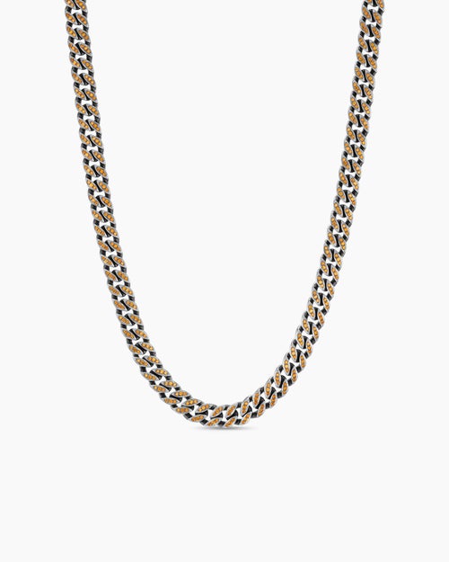 Mens Curb Chain Necklace in Sterling Silver, 8mm