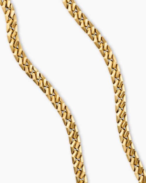 Mens Curb Chain Angular Link Necklace in 18K Yellow Gold, 8.7mm