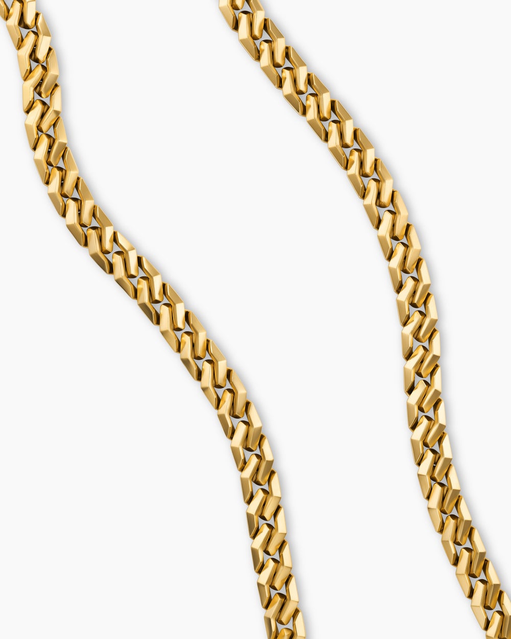 Mens Curb Chain Angular Link Necklace in 18K Yellow Gold, 8.7mm