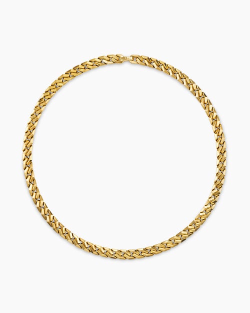 Mens Curb Chain Angular Link Necklace in 18K Yellow Gold, 8.7mm