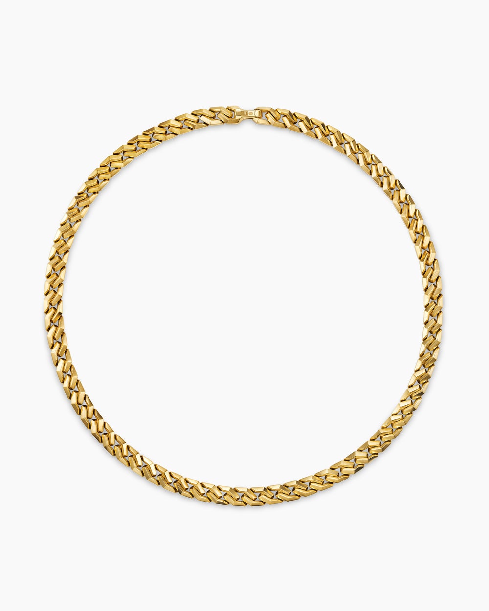 Mens Curb Chain Angular Link Necklace in 18K Yellow Gold, 8.7mm