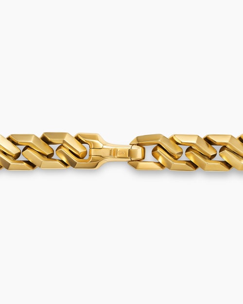 Mens Curb Chain Angular Link Necklace in 18K Yellow Gold, 8.7mm