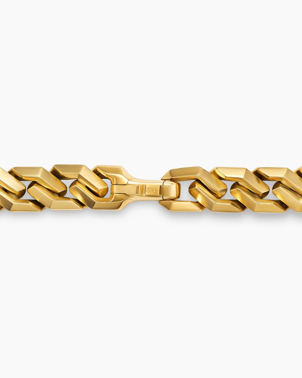 Mens Curb Chain Angular Link Necklace in 18K Yellow Gold, 8.7mm