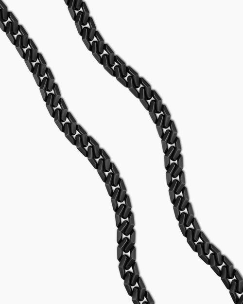 Mens Curb Chain Angular Link Necklace in Black Titanium, 8.7mm