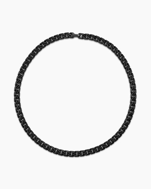Mens Curb Chain Angular Link Necklace in Black Titanium, 8.7mm