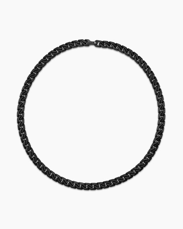Curb Chain Angular Link Necklace in Black Titanium, 8.7mm