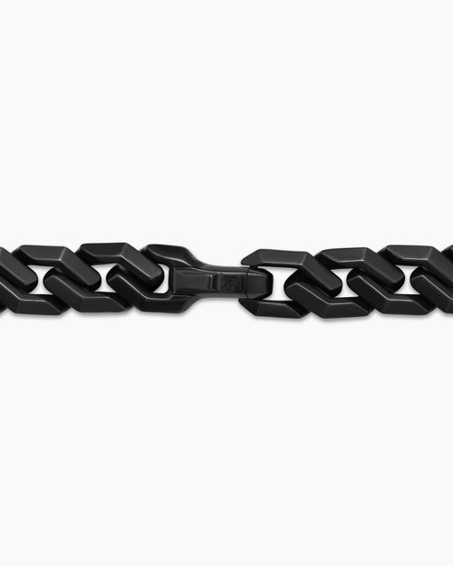 Mens Curb Chain Angular Link Necklace in Black Titanium, 8.7mm
